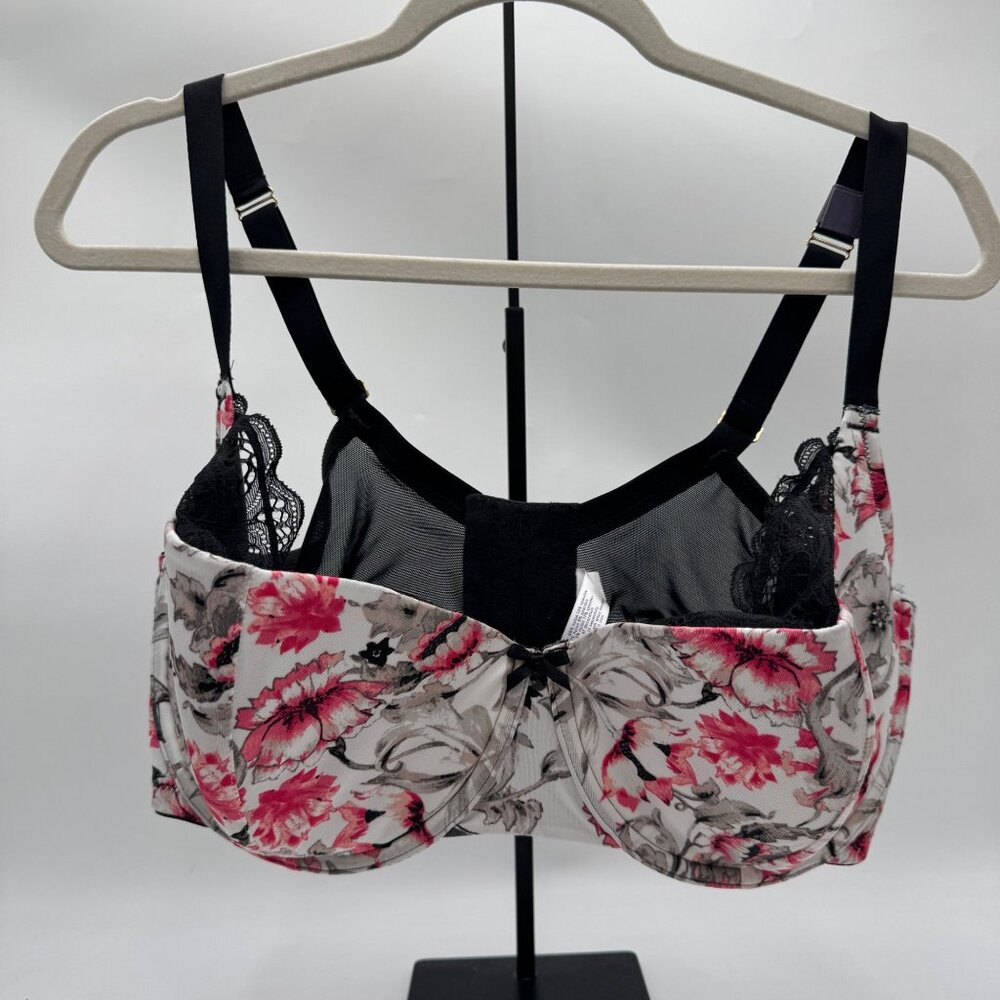 Cacique French Balconette Lane Bryant Plus Bra Ivory Floral  print suze 42DDD Ne